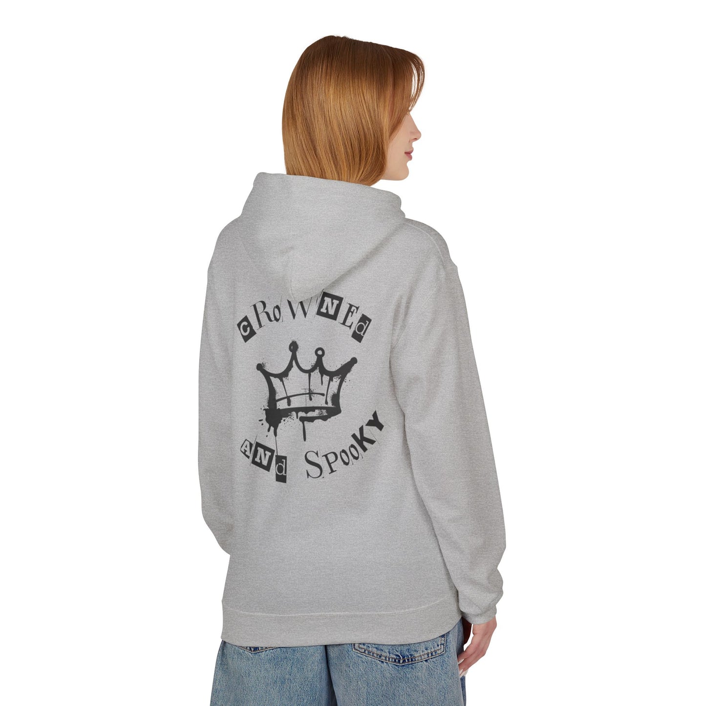 Spooky Crown Graphic Hoodie - Unisex Midweight Fleece Sweatshirt, Halloween Apparel, Casual Outfit, Gift for Her/Him, Cozy Wear