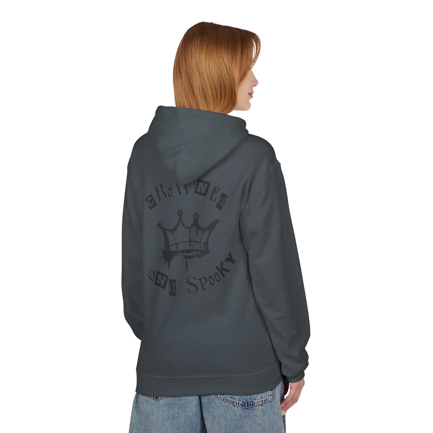 Spooky Crown Graphic Hoodie - Unisex Midweight Fleece Sweatshirt, Halloween Apparel, Casual Outfit, Gift for Her/Him, Cozy Wear